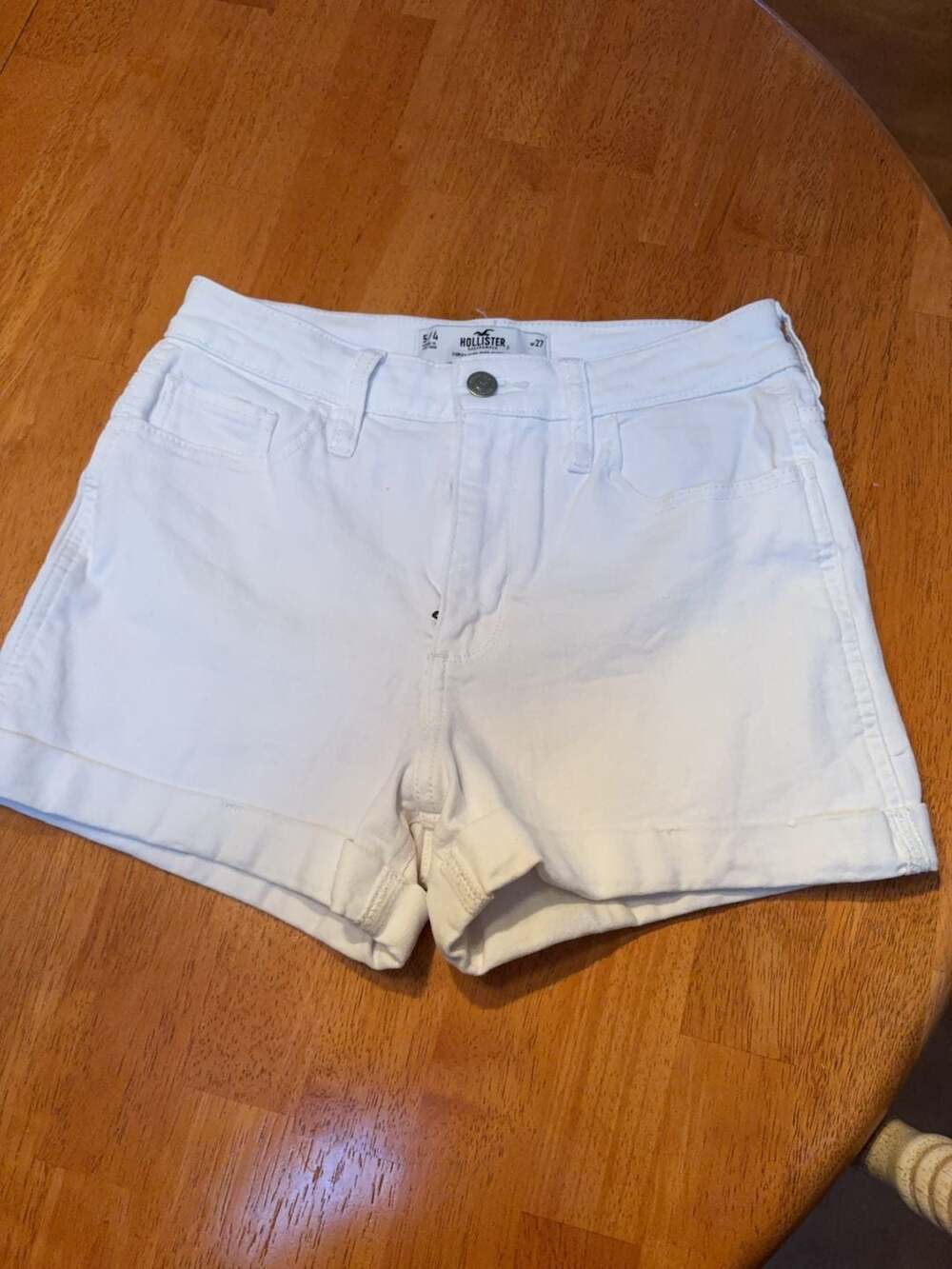 Hollister Curvy High-Rise White Denim Shorts Size 5/4 w 27